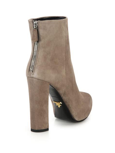 prada leather platform booties|Prada suede platform boots.